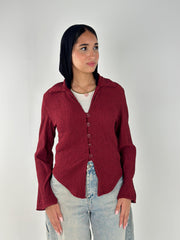 V-Crushed Shirt - Burgundy