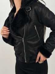 Velvet X Fur Jacket - Black