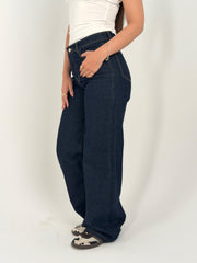 Navy Wide-Leg Denim