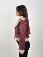 Velvet X Fur Jacket - Burgundy