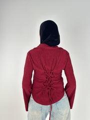 V-Crushed Shirt - Burgundy