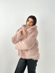 Cropped Fur Coat - Pink