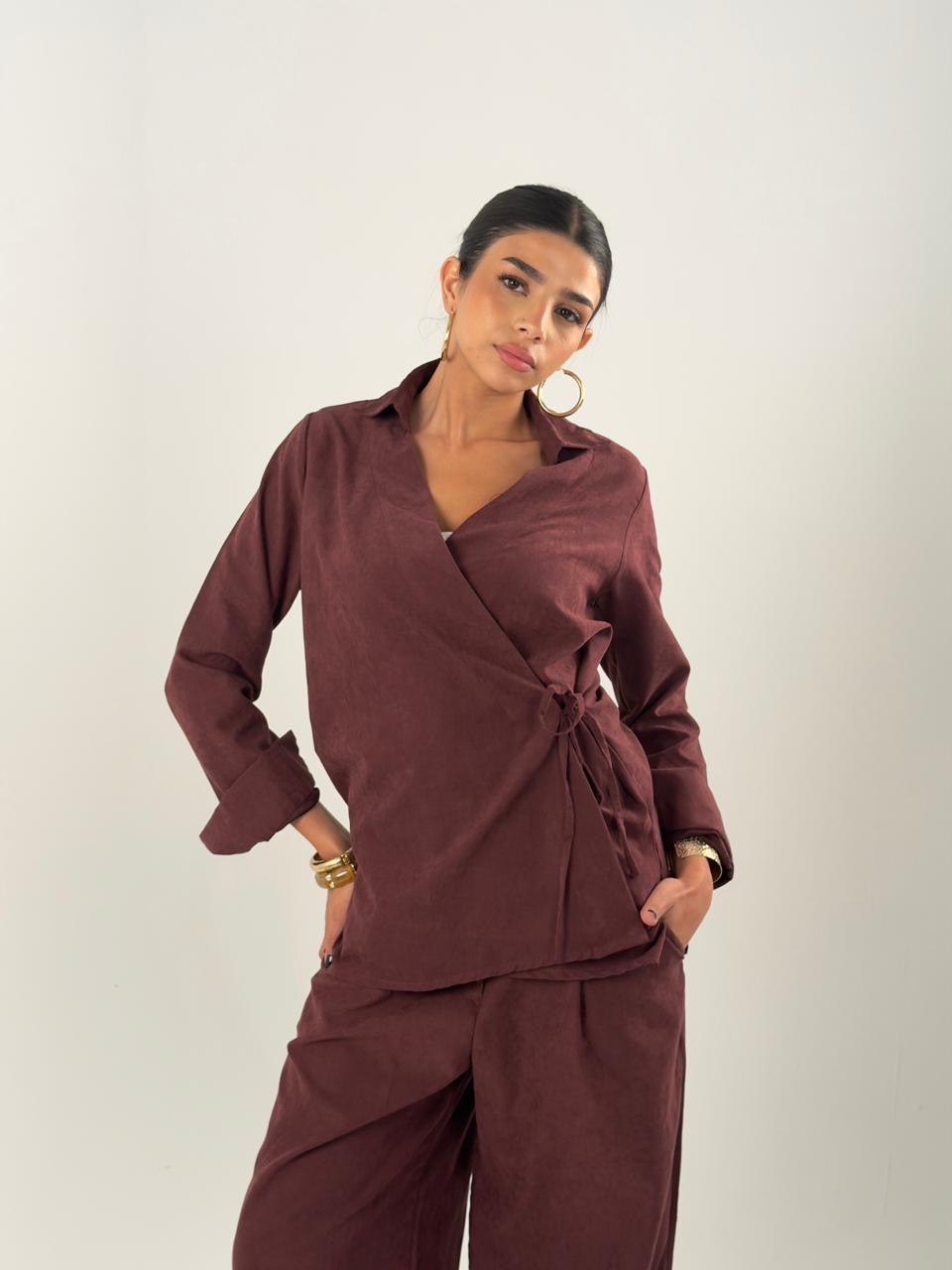 The Wrap Set - Shirt (Burgundy)