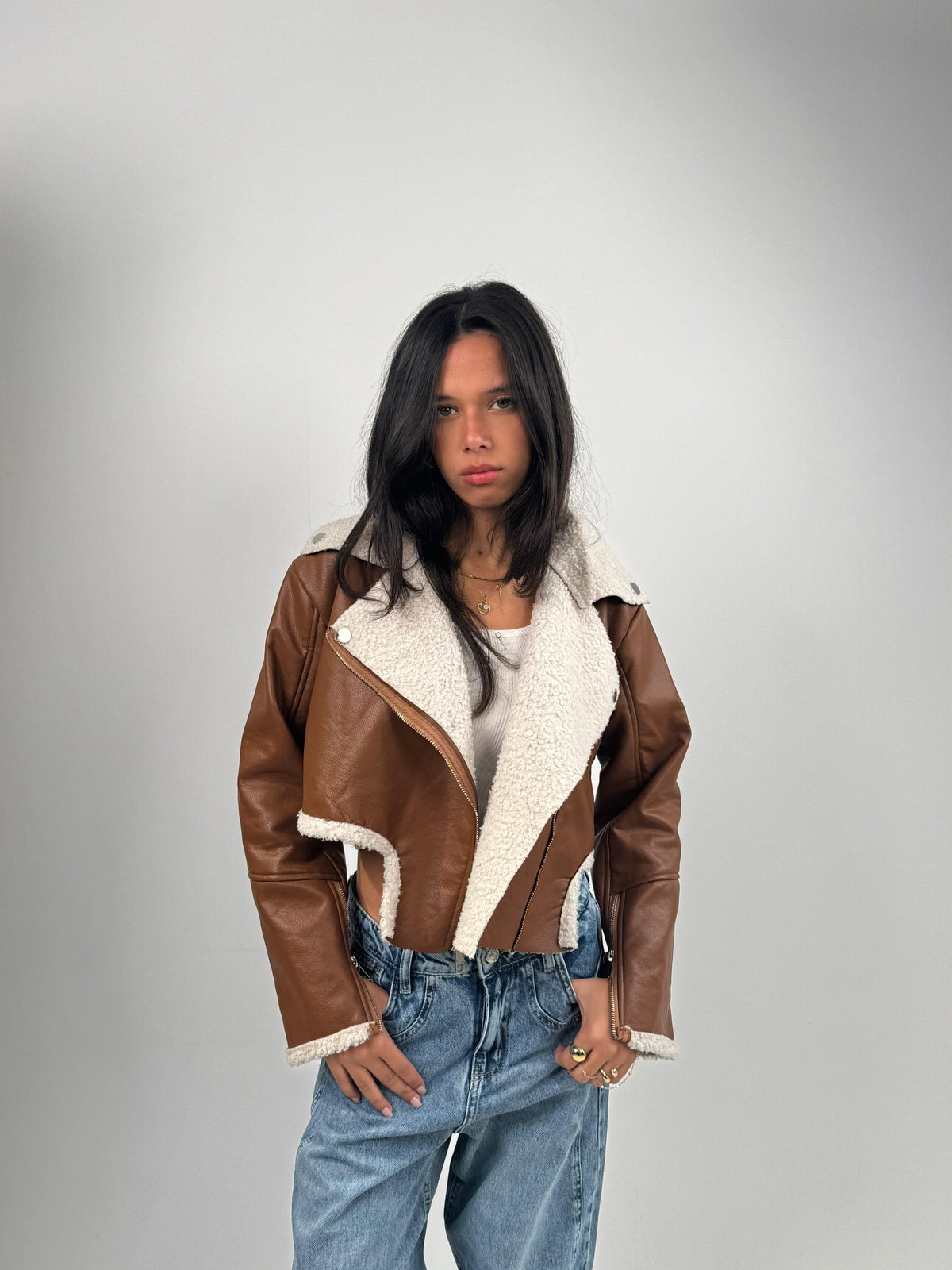 V Leather Jacket