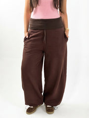 Reversed Waist Sweats - Brown