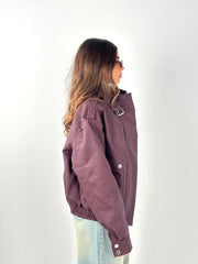 Leather Pockets Jacket - Burgundy