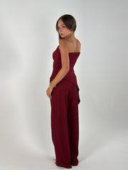 Strapless Crushed Set - Burgundy