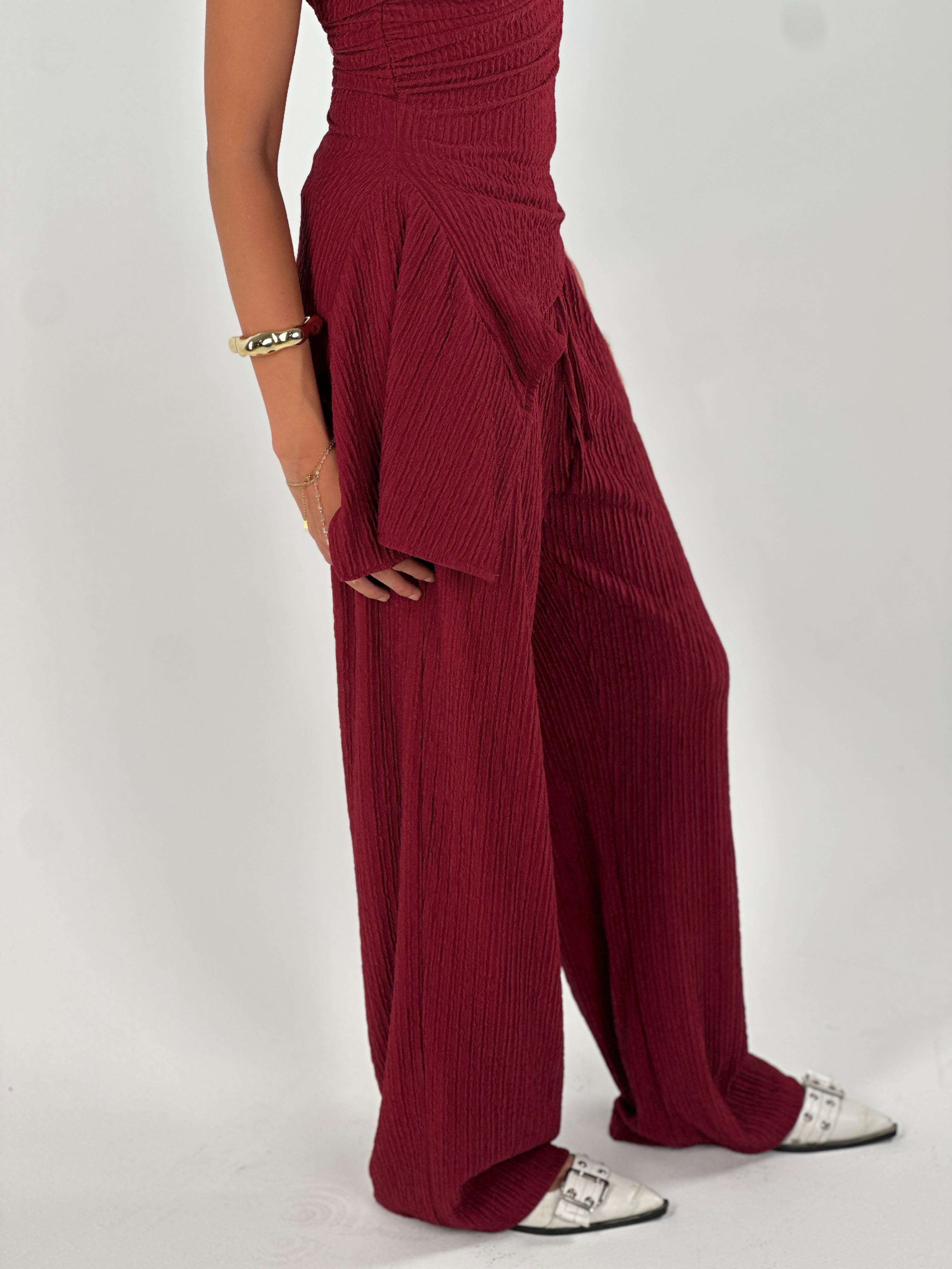 Strapless Crushed Set - Burgundy