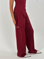 Strapless Crushed Set - Burgundy