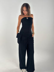 Strapless Crushed Set - Black