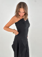 Strapless Crushed Set - Black