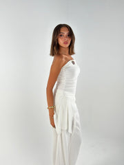 Strapless Crushed Set - White