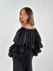 Ruffle Off Shoulder Top - Black