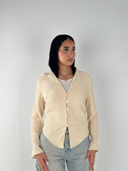 V-Crushed Shirt - Beige