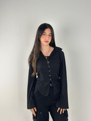V-Crushed Shirt - Black