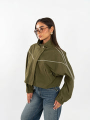 Striped Nylon Jacket - Olive