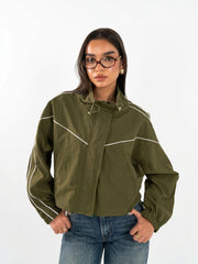 Striped Nylon Jacket - Olive