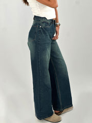 Cropped Wide-Leg Dirty Denim