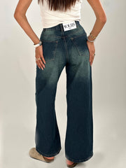 Cropped Wide-Leg Dirty Denim