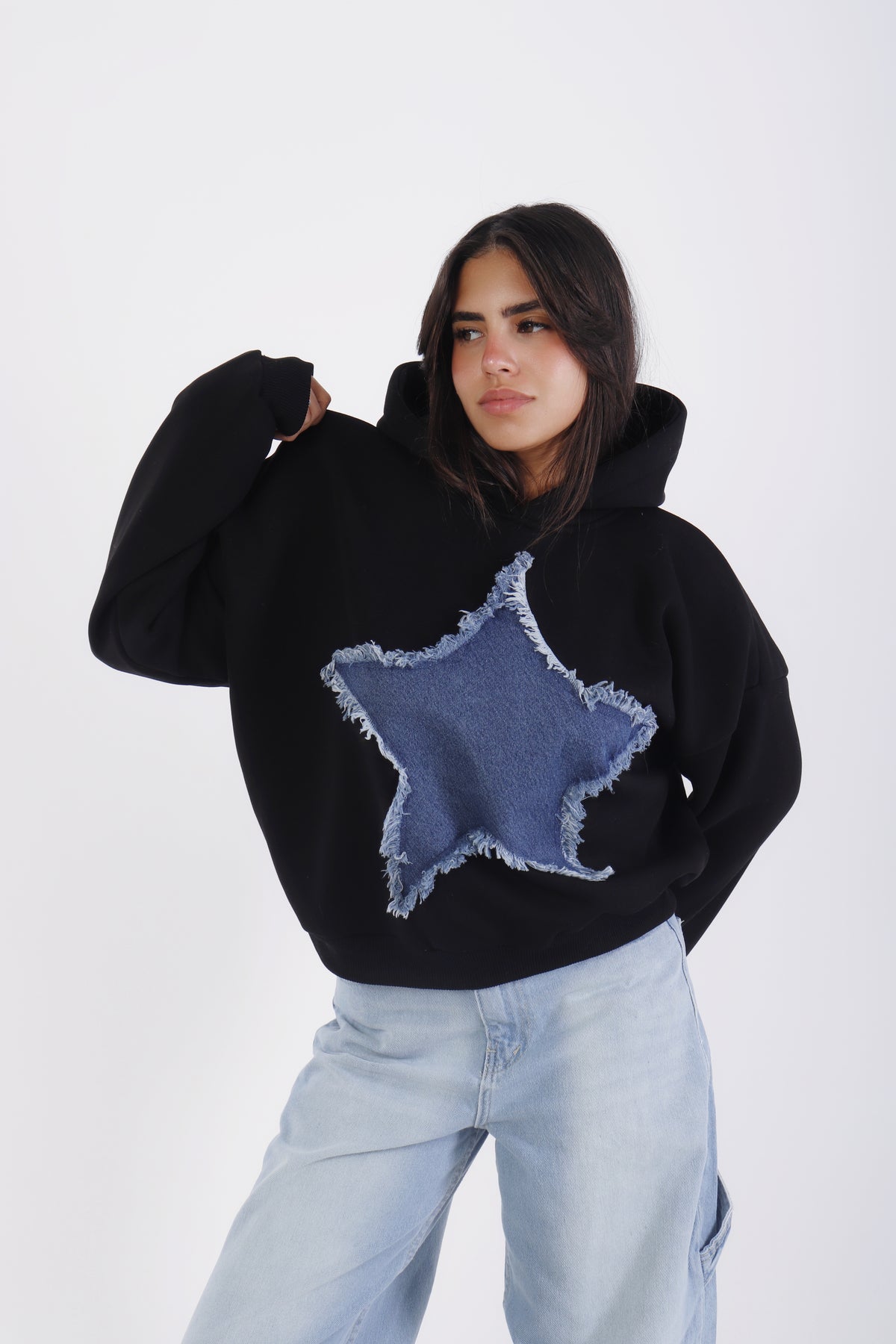 Denim star hoodie