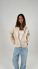 Thick Lined Shirt - Beige