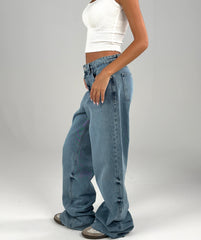 Unfinished Long Denim - Light Blue