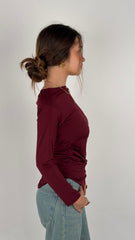 V Long Sleeves One Shoulder Top