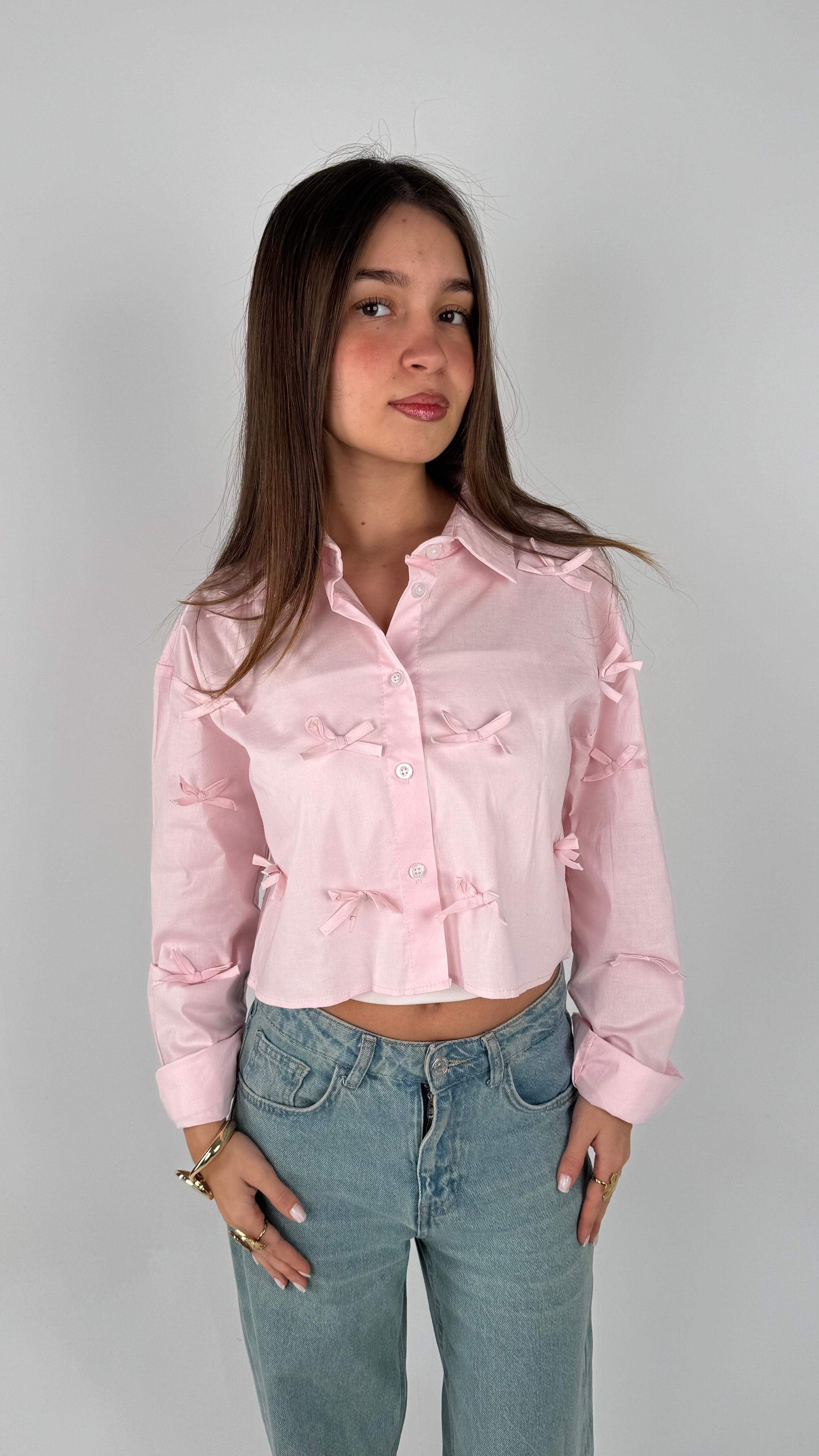 Ribbons Cropped Shirt