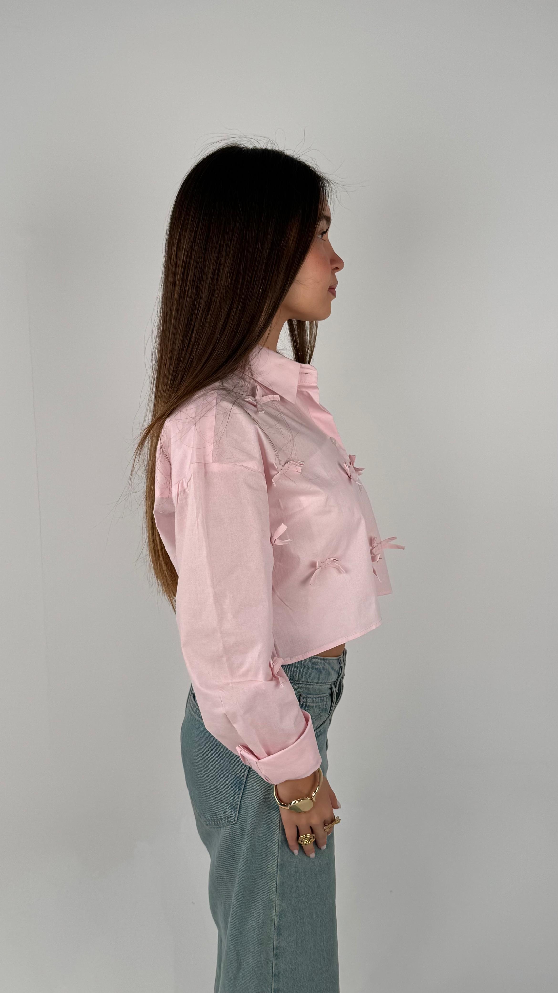 Ribbons Cropped Shirt