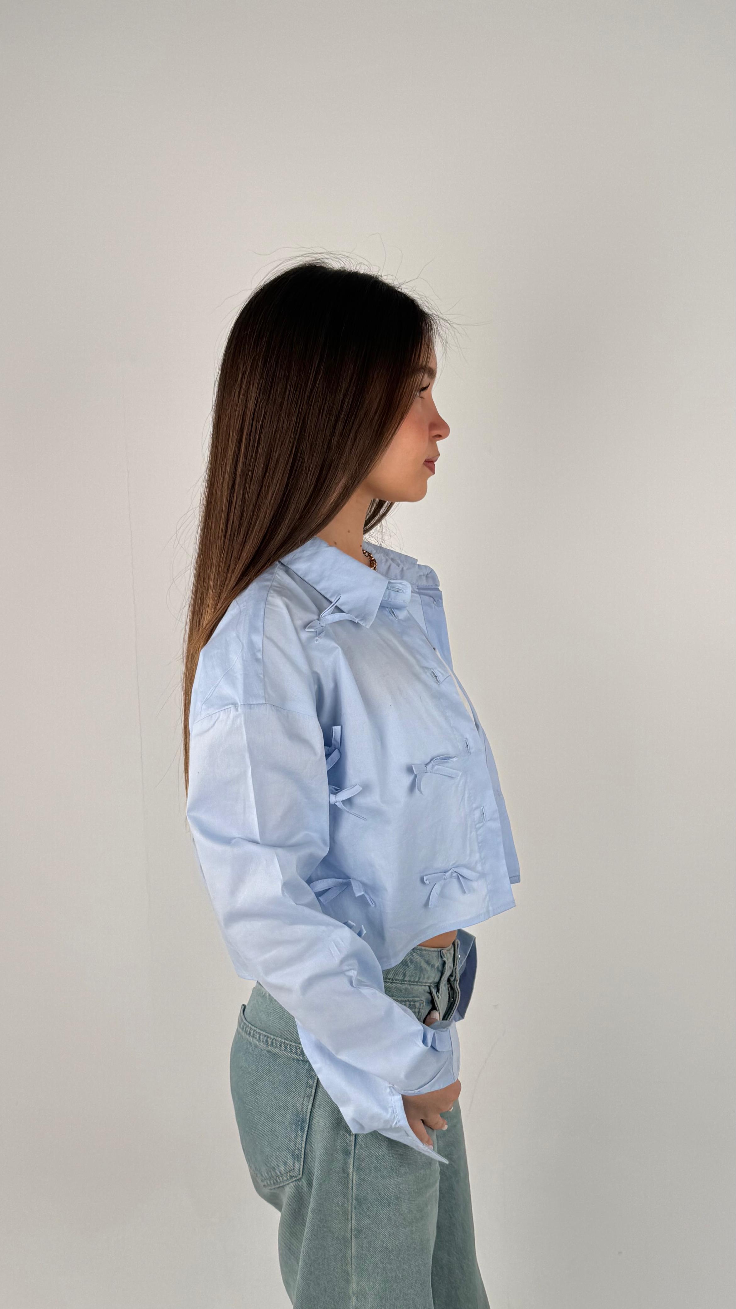 Ribbons Cropped Shirt