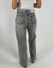 Leopard Pockets Denim - Grey