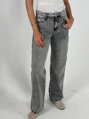 Leopard Pockets Denim - Grey