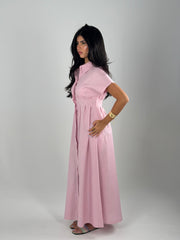 Defined Linen Dress - Pink