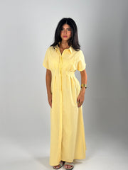 Defined Linen Dress - Yellow