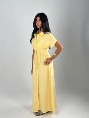 Defined Linen Dress - Yellow