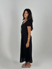 Puff Linen Dress - Black