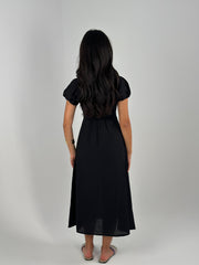 Puff Linen Dress - Black