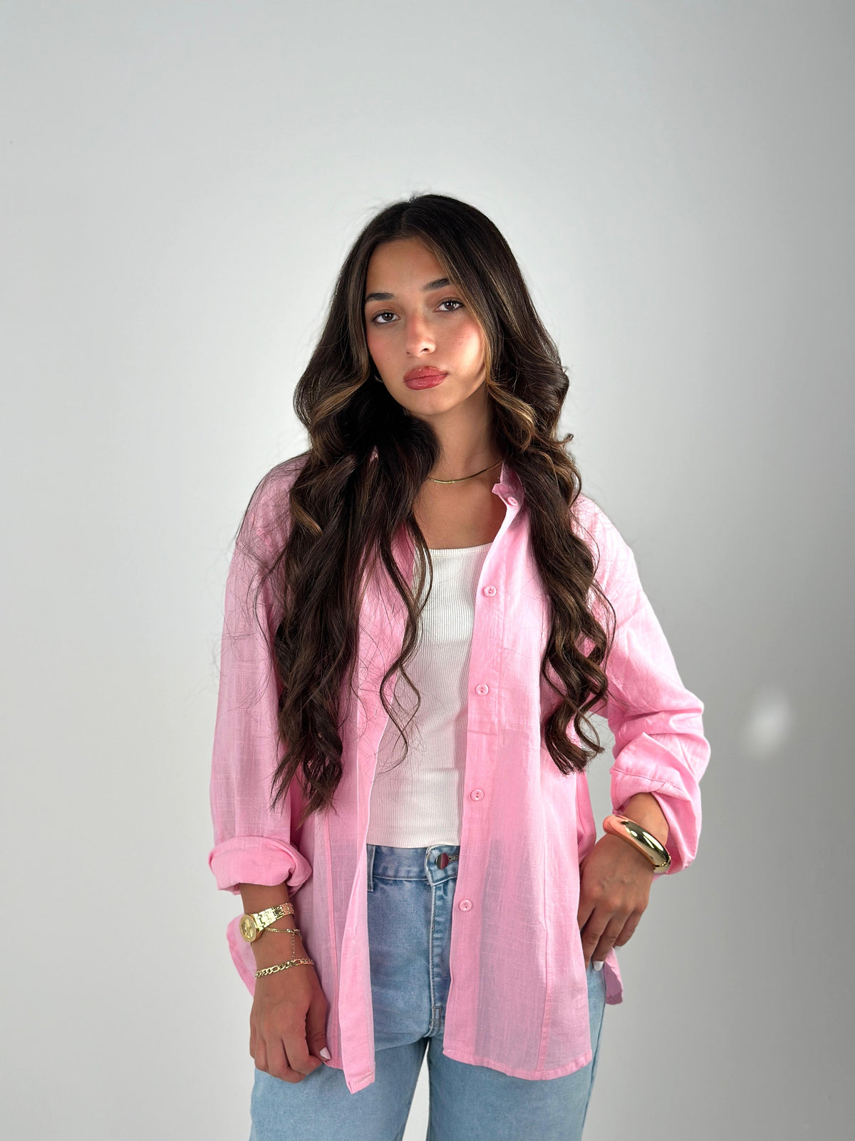 Back Buttoned Shirt - Pink