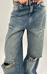 Ripped Wideleg Denim - Dirty