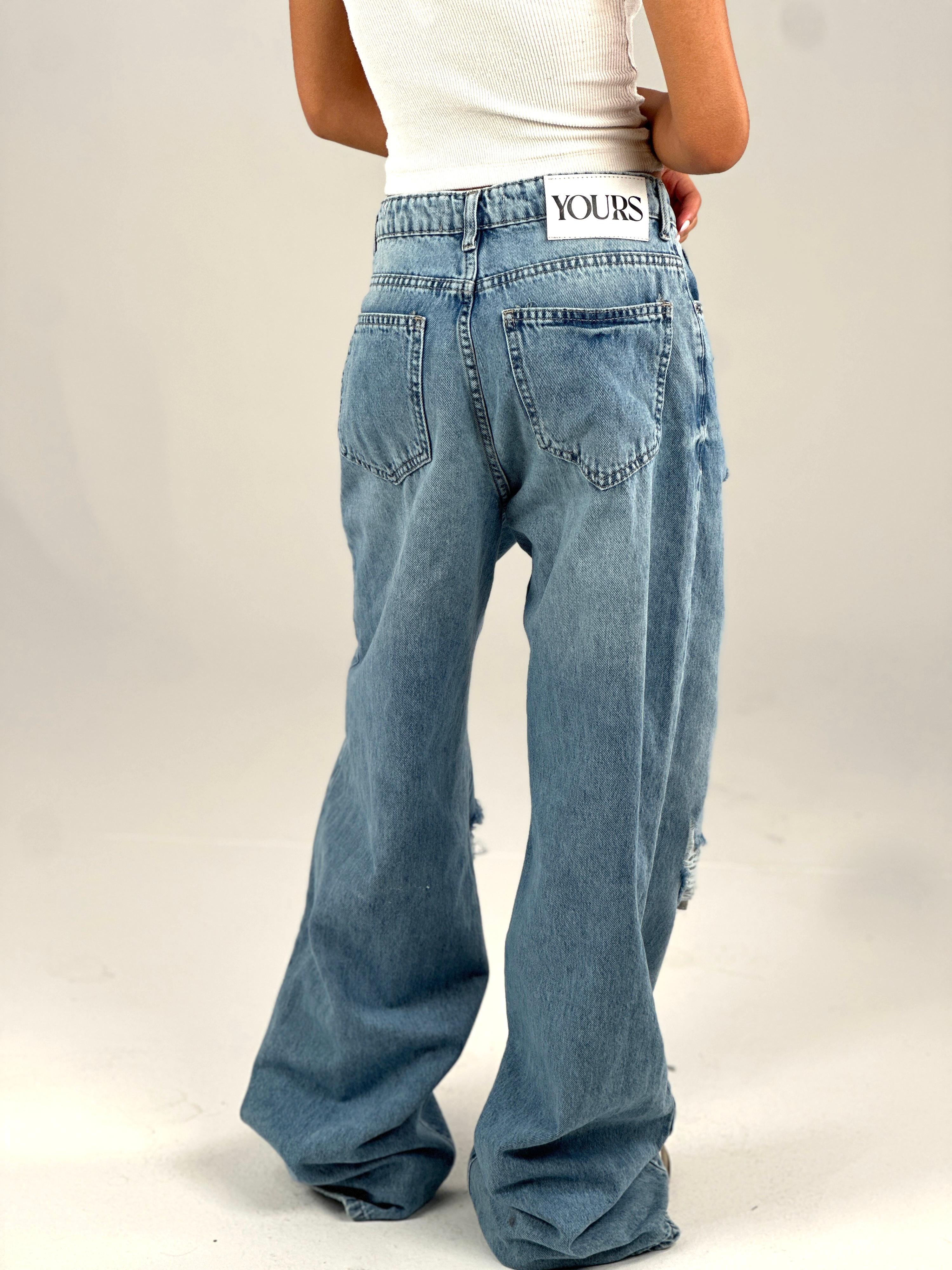Ripped Wideleg Denim - Light