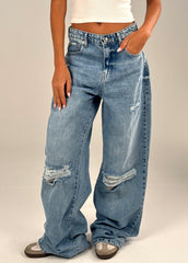 Ripped Wideleg Denim - Light