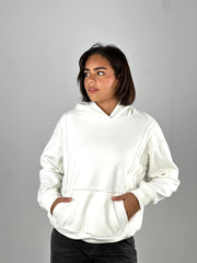 Stitched Fur Hoodie - Wihte