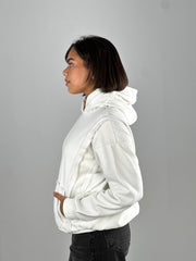 Stitched Fur Hoodie - Wihte