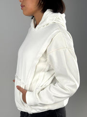 Stitched Fur Hoodie - Wihte