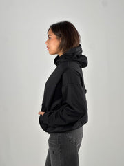 Stitched Fur Hoodie - Black