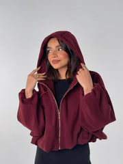 Puffy Wool Jacket - Burgundy