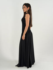 V Lace Dress - Black