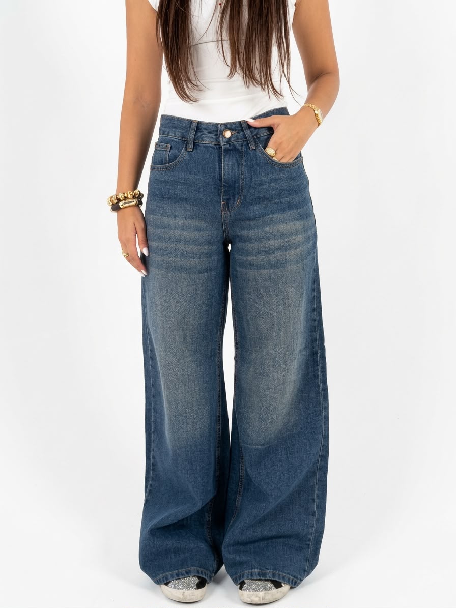 Yellow Washed Wide-Leg Denim