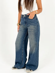 Yellow Washed Wide-Leg Denim
