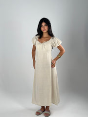 Puff Linen Dress - Beige